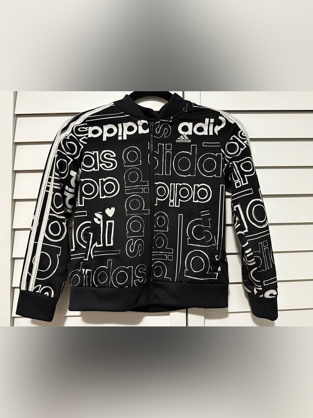 Adidas kids Black Activewear Jacket with White Logo